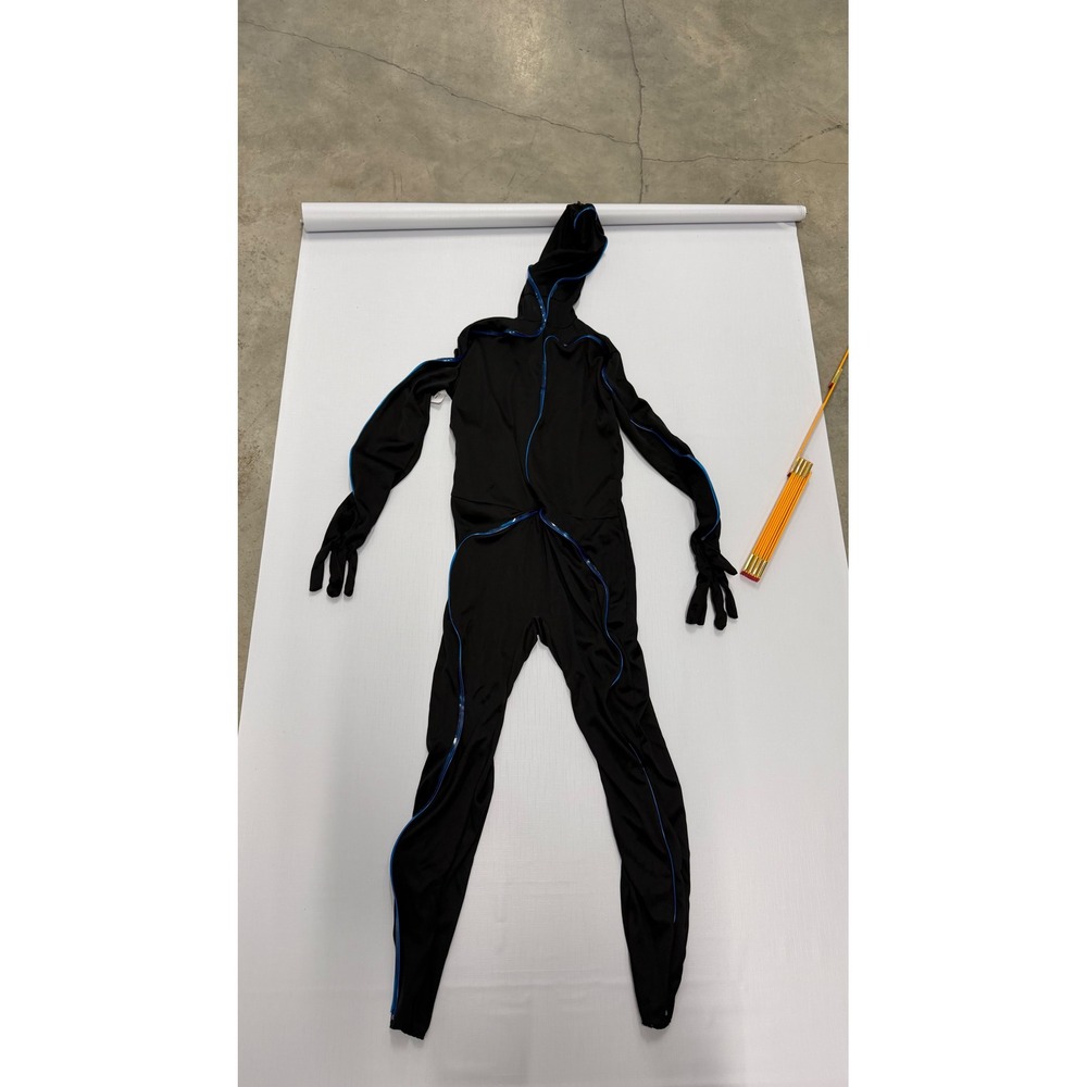 Light-up Blue Stick Figure Hooded Bodysuit with EL Lights Black Medium 8 Costume